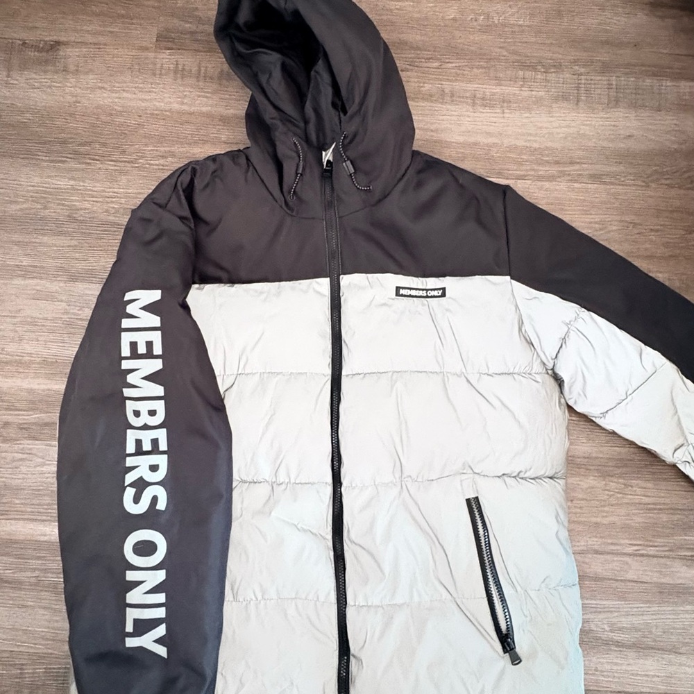 Members Only Black and White Puffer Jacket